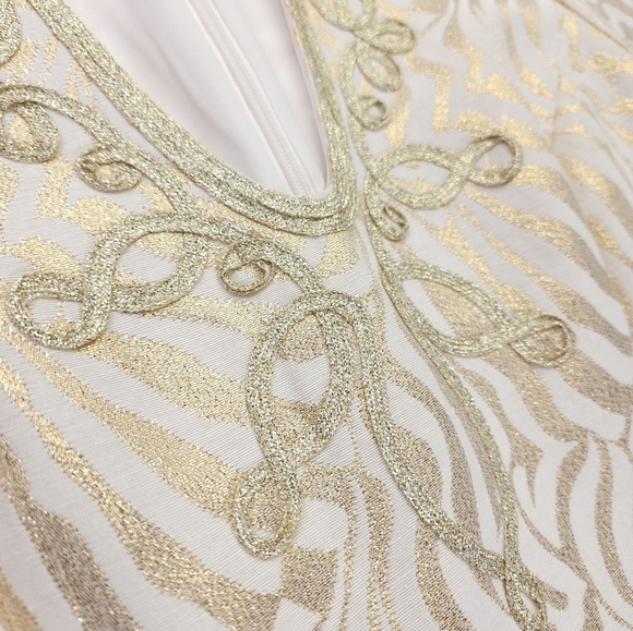 New Lilly Pulitzer Cream Gold Embroidered Metallic Dress Sz 2 - Picture 4 of 13